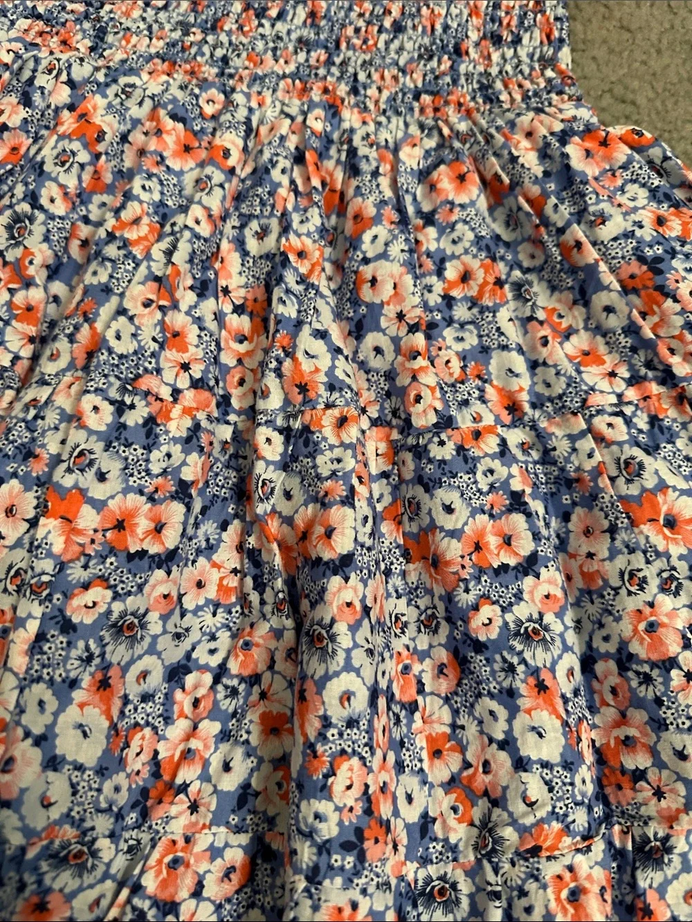 Janie and Jack Blue & Coral Floral Smocked Sundress